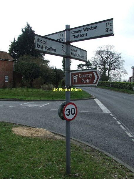 Photo 6"x4" Direction Sign Barningham\/TL9676 c2011