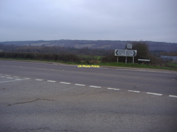 Photo 6"x4" A25 and North Downs at junction of Hollow Lane Wotton\/TQ1247 c2011