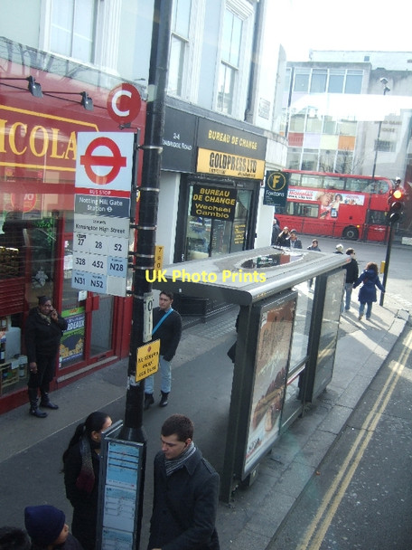 Photo 6"x4" Bus stop at Notting Hill Gate Kensington\/TQ2579 c2011