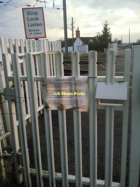 Photo 6"x4" Warning notices at Woodcroft Level Crossing Helpston c2011