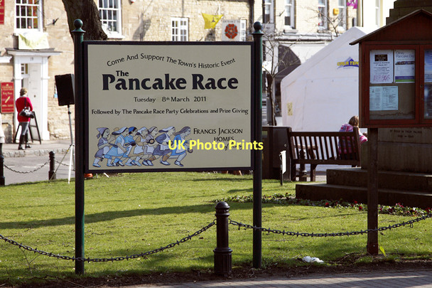 Photo 6"x4" The Pancake Race Notice Board, Olney Olney c2011