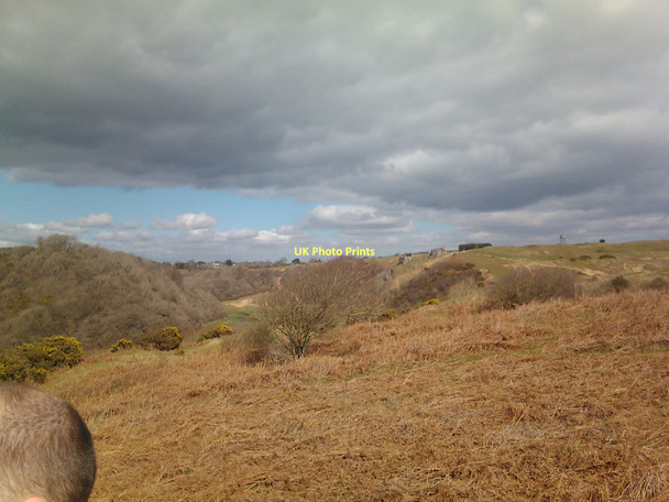 Photo 6"x4" View of the church ruins from the path leading to Three Cliffs Lunnon c2011