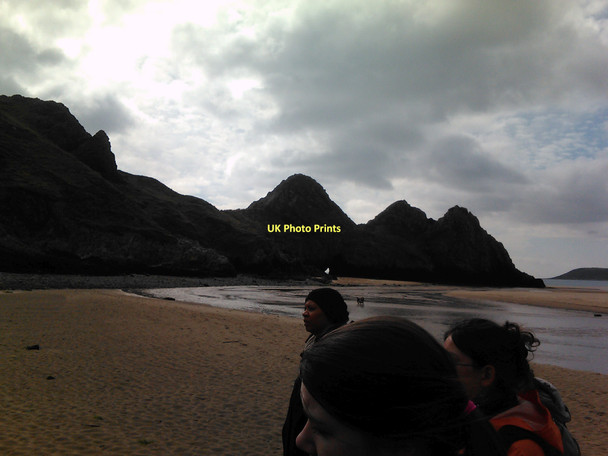 Photo 6"x4" View of a cliff arch on Three Cliffs Bay Penmaen\/SS5388 c2011