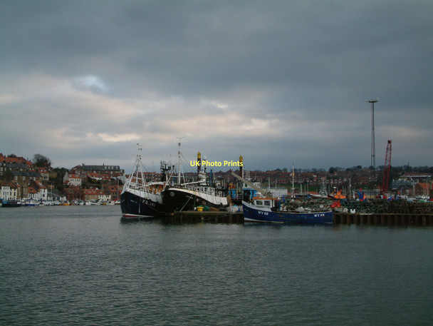 Photo 6"x4" Endeavour Wharf and moored trawlers in Whitby Whitby\/NZ8910 c2011