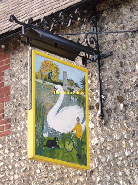 Photo 6"x4" Pub sign board for the Swan Inn, Falmer Falmer c2011