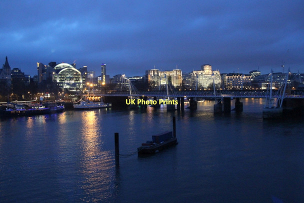 Photo 6"x4" Charing Cross Station and Golden Jubilee Bridge, London London c2011