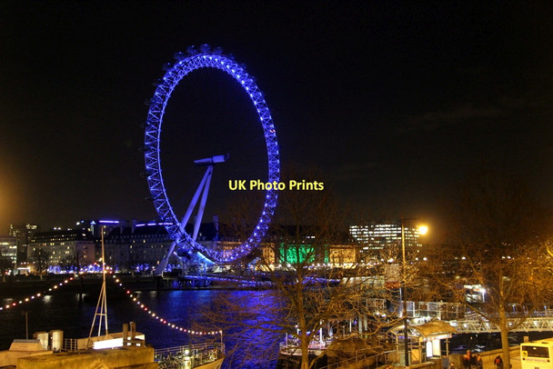 Photo 6"x4" London Eye at Night Westminster c2011 P2