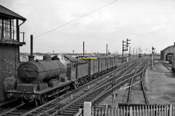 Photo 6"x4" SE view at March South Junction, with an ex-GER J20 0-6-0 shunting March\/TL4196 c1958