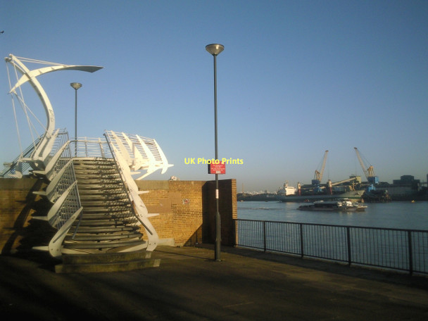 Photo 6"x4" Footbridge on the Thames Path at Woolwich Dockyard Woolwich c2011