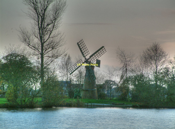 Photo 6"x4" Wheldrake Lake and windmill Wheldrake c2006