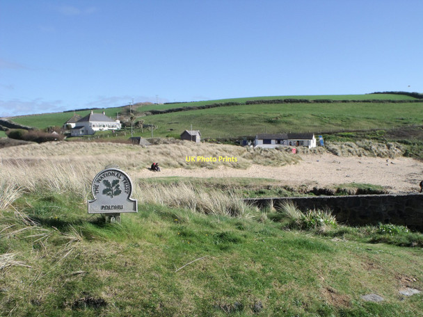 Photo 6"x4" National Trust sign at Poldhu, Cornwall Cury c2011