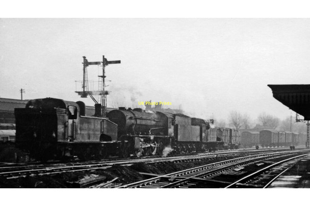 Photo 6"x4" Three light engines from Ferme Park Yard passing Harringay West  Station Hornsey c1959