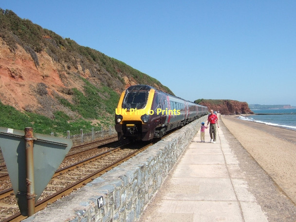 Photo 6"x4" Intercity train with Langstone Rock in background Dawlish c2011