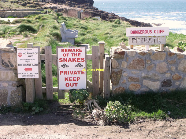 Photo 6"x4" Warning signs at Sennen Cove Sennen Cove c2011
