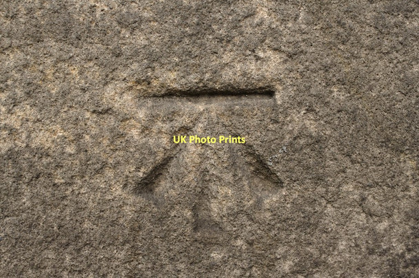 Photo 6"x4" Cut Bench Mark, St Robert's Church Burn Bridge c2011