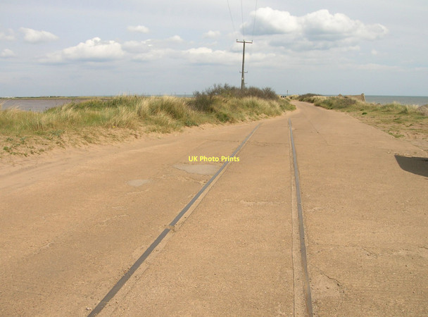 Photo 6"x4" Rail tracks on the Spurn Road Kilnsea c2011