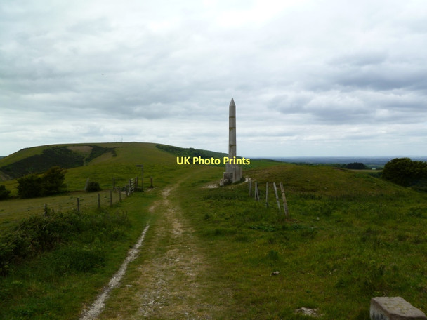 Photo 6"x4" Ballard Down, obelisk New Swanage c2011