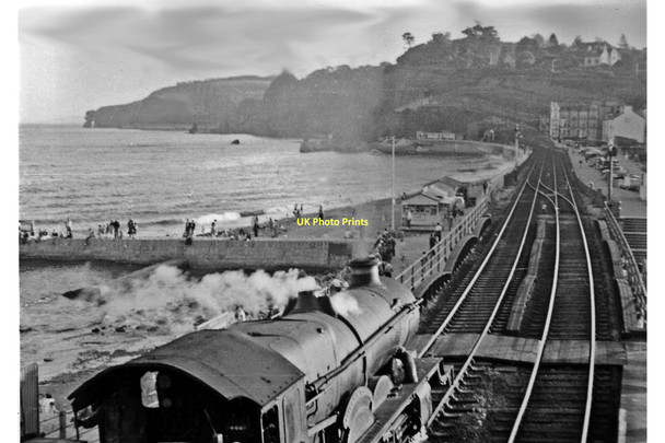 Photo 6"x4" Dawlish Station and Beach Dawlish c1954
