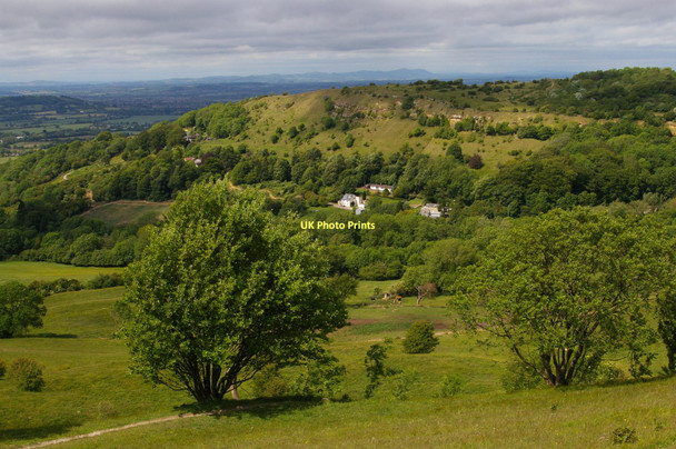 Photo 6"x4" Barrow Wake viewpoint: looking north-west towards Cold Slad Shab Hill c2011