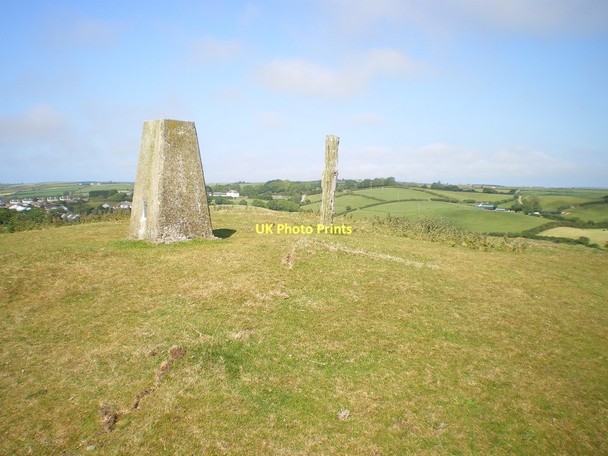 Photo 6"x4" Summit trig and old fencepost on Banc-y-Warren Caemorgan c2011