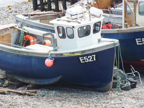 Photo 6"x4" Fishing boat on Beer Beach. Seaton\/SY2490 c2011