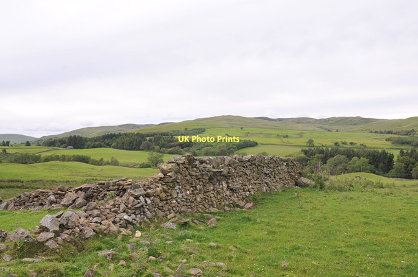 Photo 6"x4" Ruined wall and view to Scaur Farm Shawhead\/NX8775 c2011