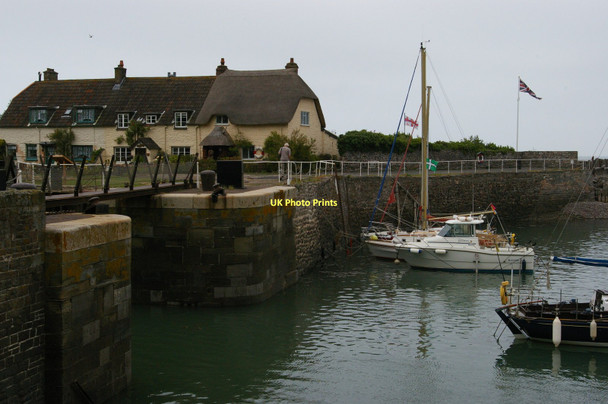 Photo 6"x4" Porlock Weir: entrance to harbour Porlock Weir c2011