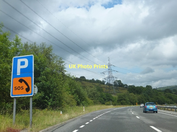 Photo 6"x4" Lay-by and power lines west of Aberfan Mountain Ash\/Aberpennar c2011