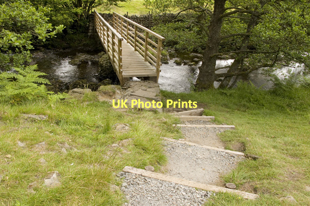 Photo 6"x4" Footbridge over Torver Beck Scar Head c2011