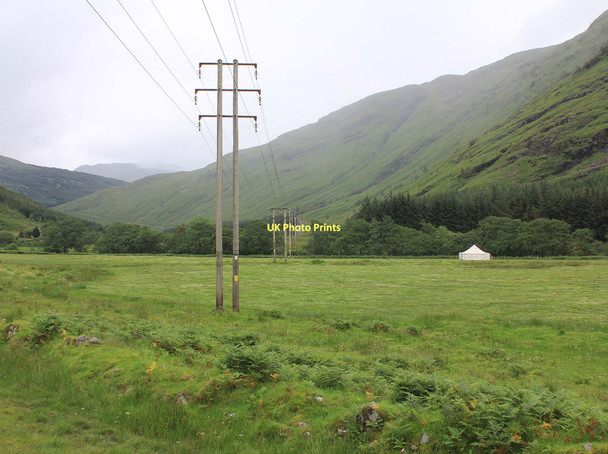 Photo 6"x4" Electricity pylons marching up the glen Merk Burn c2011