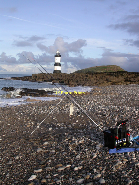 Photo 6"x4" Beach and Trwyn Du Lighthouse Penmon c2006