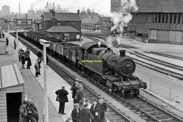 Photo 6"x4" Port Talbot Station, with Down freight passing Port Talbot c1962