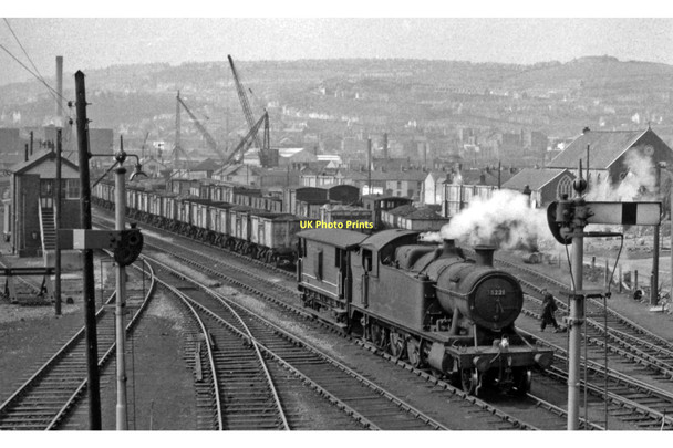Photo 6"x4" Swansea East Dock railway yards, with engine-&-brake Swansea\/Abertawe c1962