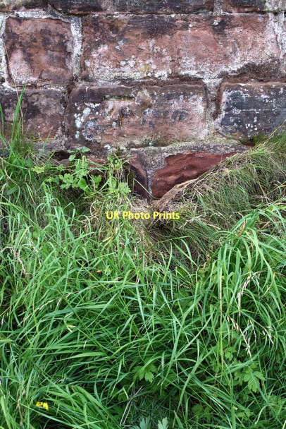 Photo 6"x4" Benchmark on stone in perimeter wall on north side of the Castle Carlisle c2011