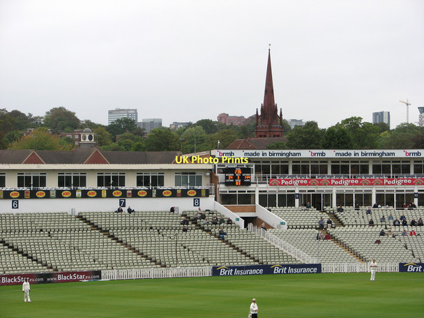 Photo 6"x4" Edgbaston Cricket Ground: seats and spire Balsall Heath c2011