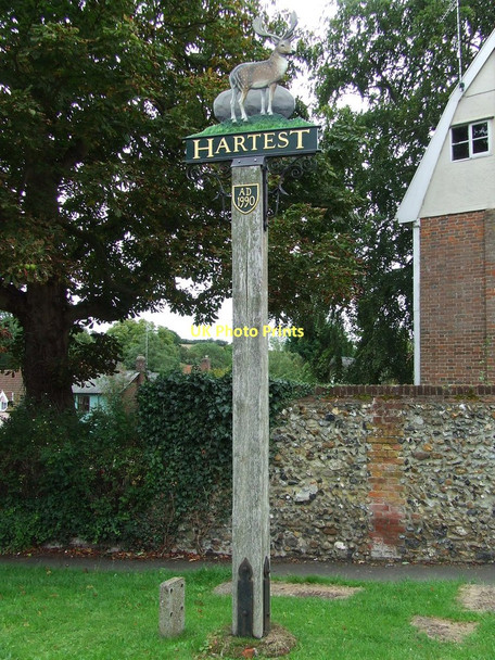 Photo 6"x4" Village Sign Hartest c2011
