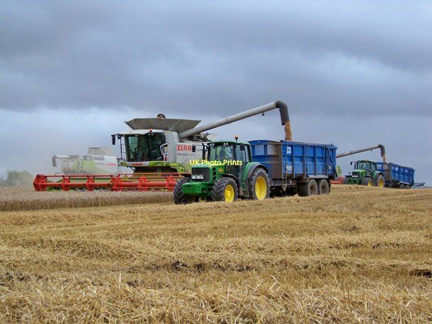 Photo 6"x4" Three Combines At Work Allanton\/NT8654 c2011