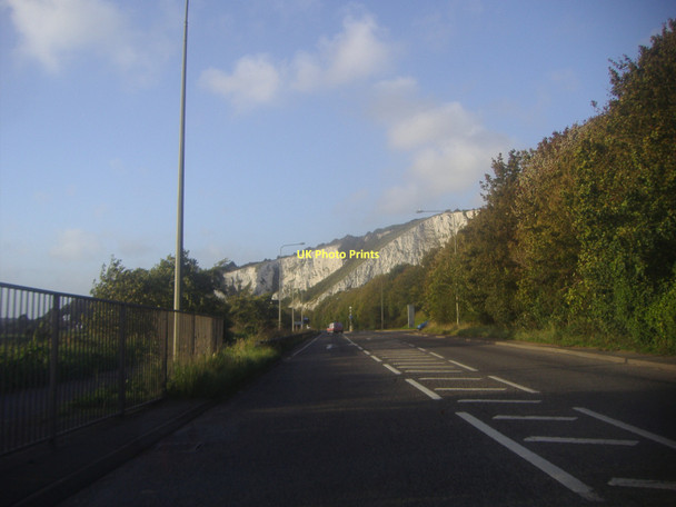 Photo 6"x4" Chalk cliffs on the A26 Lewes Lewes c2011