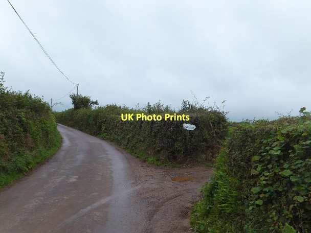 Photo 6"x4" Minor road passing access track to Lower Brook farm Cotteylands c2011
