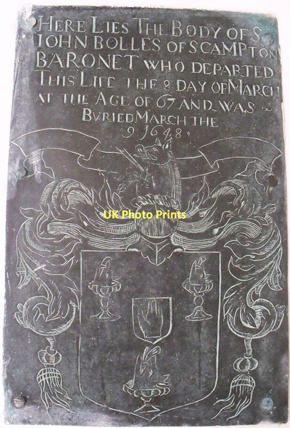 Photo 6"x4" Brass wall plaque, St John the Baptist Church, Scampton Scampton c2011