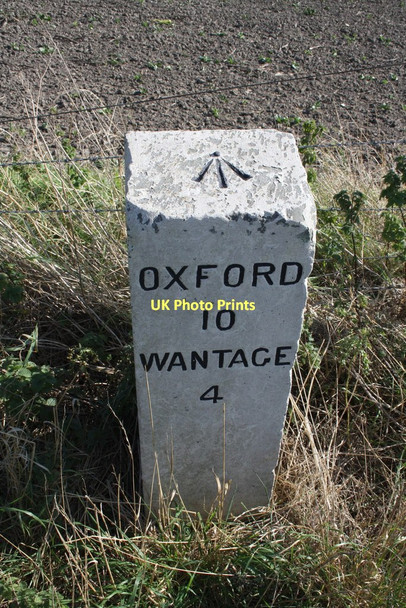 Photo 6"x4" Benchmark on milestone beside the A338 East Hanney c2011