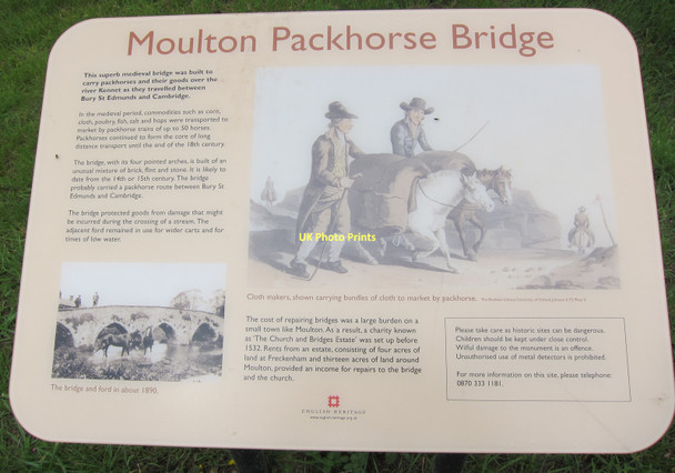 Photo 6"x4" Moulton packhorse bridge information sign Moulton\/TL6964 c2011