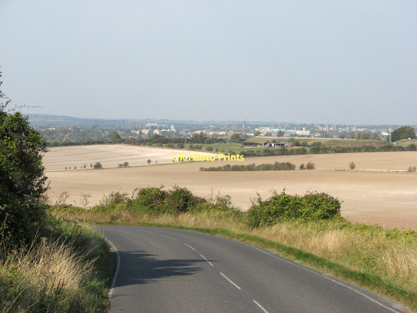 Photo 6"x4" Dry fields and distant Cambridge Cherry Hinton c2011