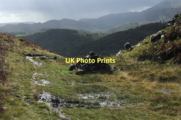 Photo 6"x4" Cairn on footpath from Walthwaite to Grasmere Chapel Stile c2011