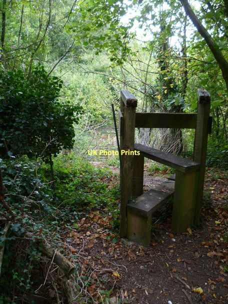 Photo 6"x4" Stile north of footpath railway crossing south of Harrow Way  Foxdown c2011