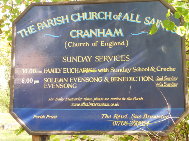 Photo 6"x4" All Saints Church Sign Cranham Upminster c2011