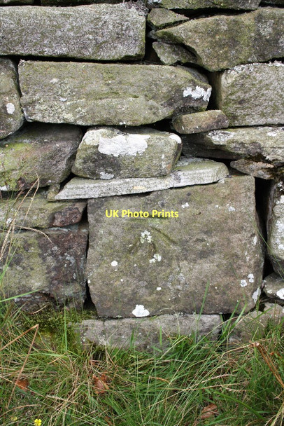 Photo 6"x4" Benchmark on stone in roadside wall Chapel-le-Dale c2011
