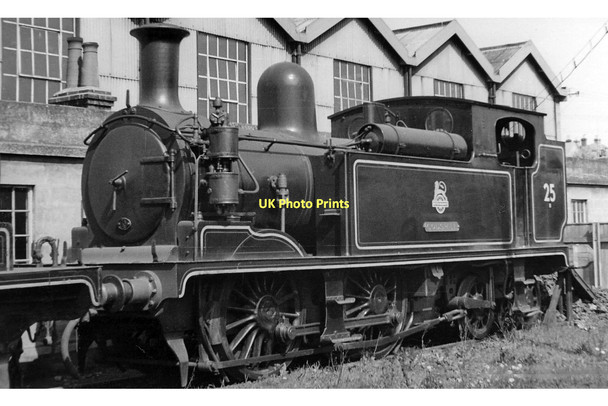 Photo 6"x4" Ex-LSW 0-4-4T outside Ryde St John's Road Locomotive Shed Ryde c1954