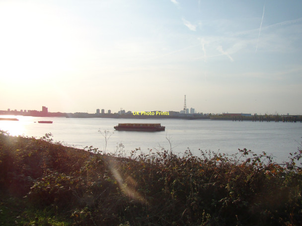Photo 6"x4" Three barges on the Thames Woolwich c2011