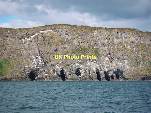 Photo 6"x4" The 'Seven Sisters' caves at The Gobbins Ballycarry c2010